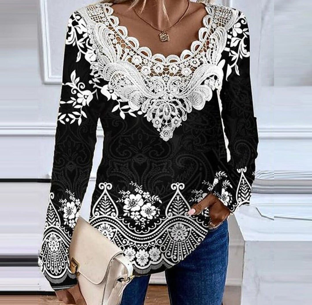 Floravie® - Black and white top with print