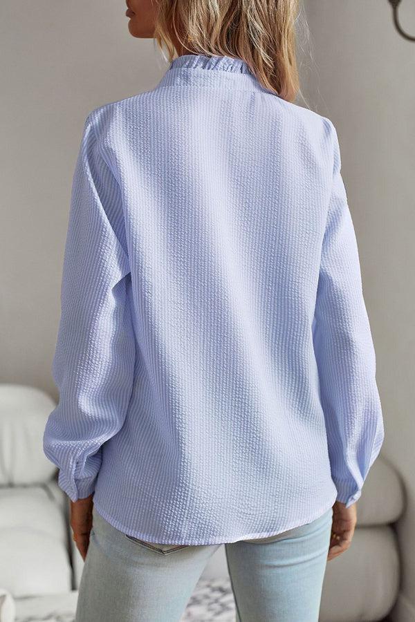 Floravie® - Blue long-sleeved shirt with print