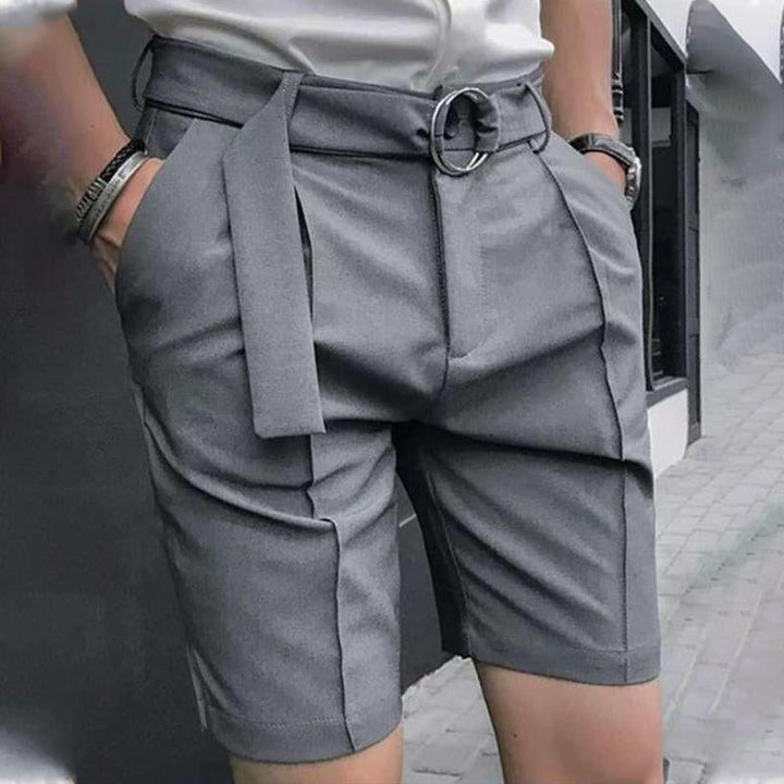 Men's Casual Solid Color Slim Fit Suit Shorts 08093149M