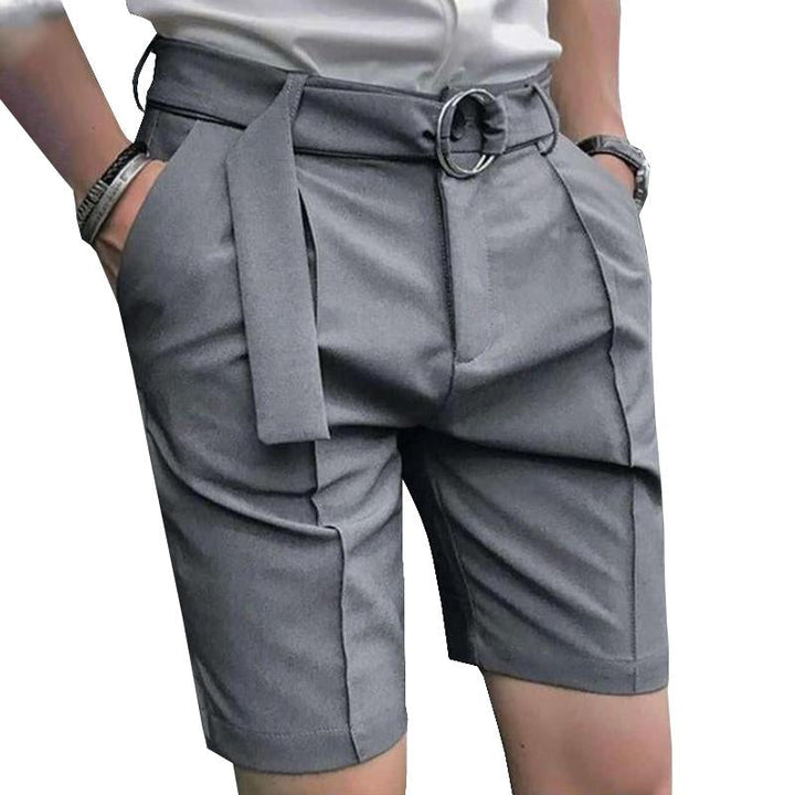Men's Casual Solid Color Slim Fit Suit Shorts 08093149M