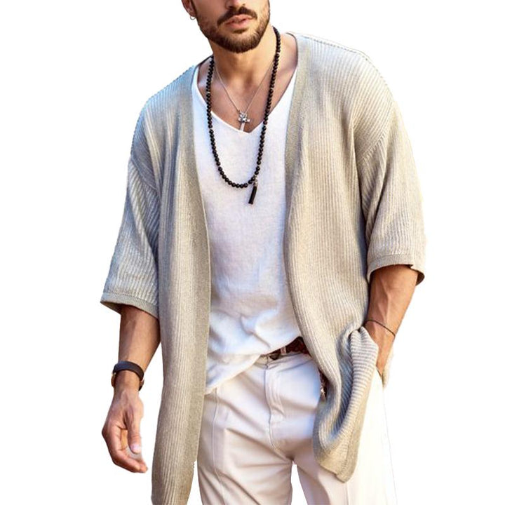 Men's Casual Solid Color Knitted Cardigan 72654085X