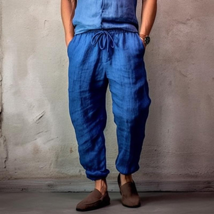 Men's Casual Cotton Linen Elastic Waist Loose Pants 28494009M
