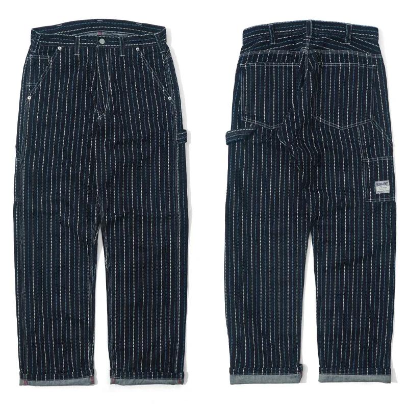 Men's Vintage Striped Denim Straight Casual Cargo Pants 25814442Z