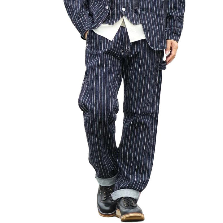 Men's Vintage Striped Denim Straight Casual Cargo Pants 25814442Z